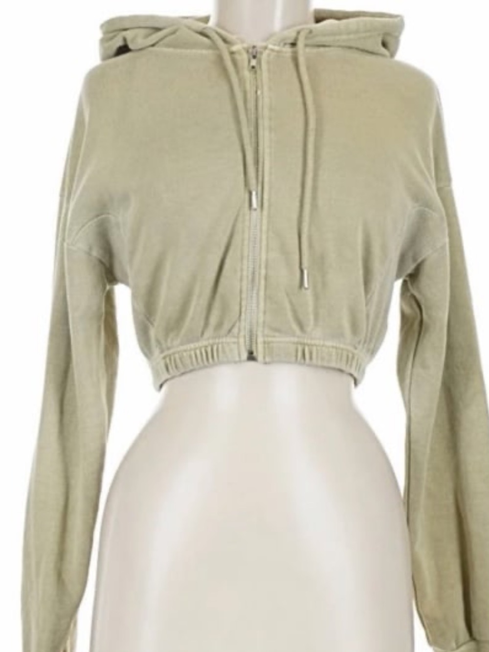 Forever 21 Cropped Hoodie in Light Sage